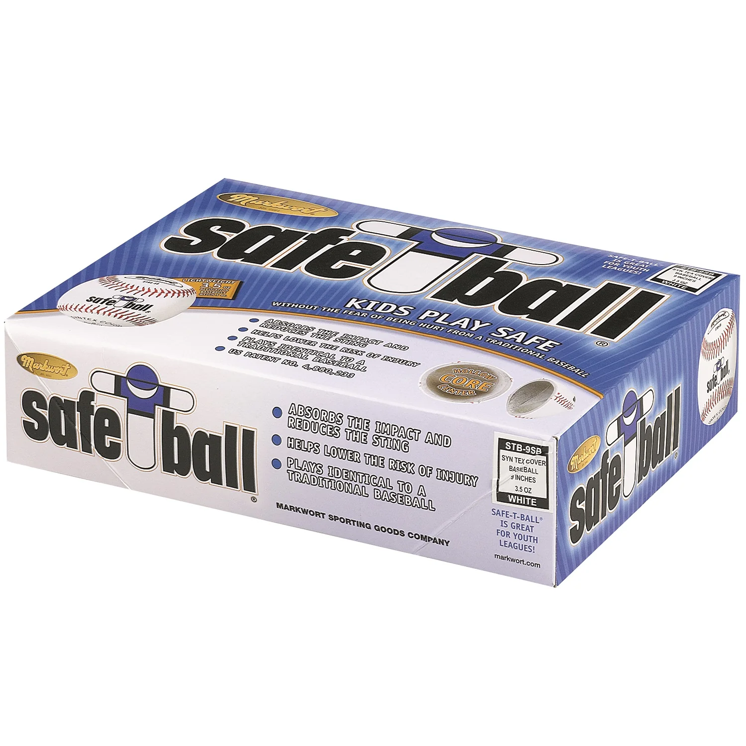 Markwort 9" Safe-T-Ball Baseball - 3.5oz - White - Dozen - Image 2