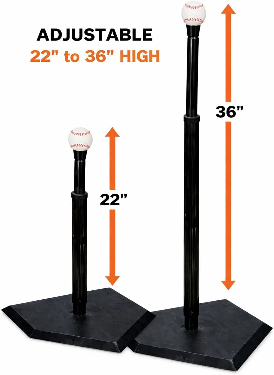 Markwort Batting Tee with Black Home Plate – Adjustable 22–36 in, Heavy-Duty - Image 3
